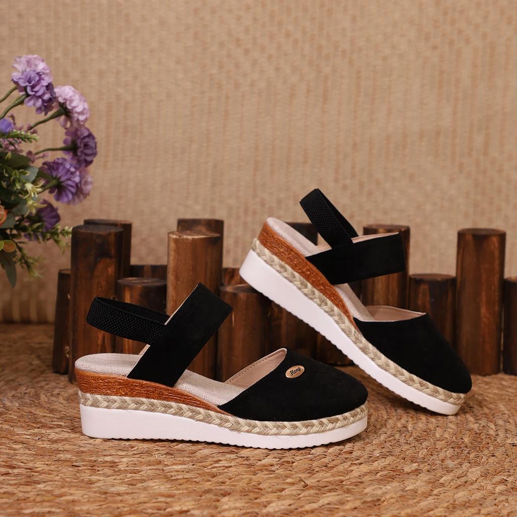 Women's Shoes 2024 Brand Closed Toe Women's Sandals Hot Sale Casual Sandals Women Round Toe Slip On Wedges Platform Shoes Ladies