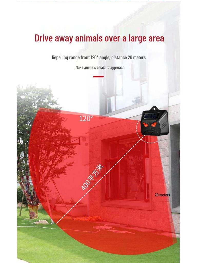 Водонепроницаемый уличный отпугиватель животных на солнечной батарее с автоматическим ночником