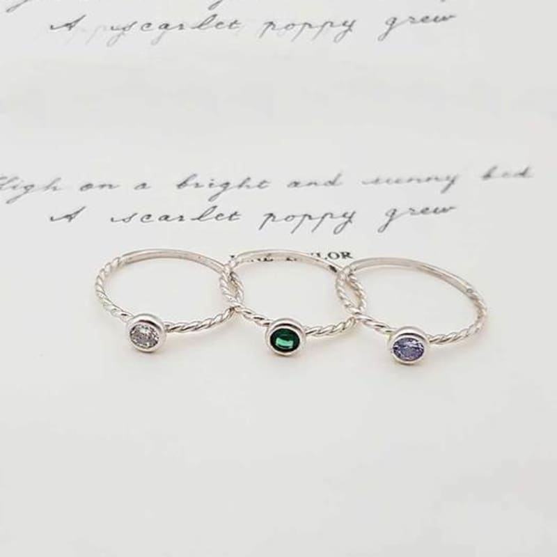 Серебряное кольцо Ollia со слоями из камней по месяцам 4, 5, 6