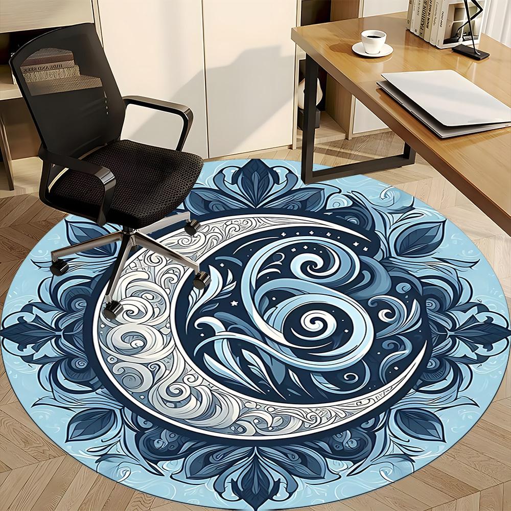 1pc Moon Swirls Office Round Area Rug,  Mat Suitable For Office, Under Office Chairs Bedroom Living Room Home Decor, Room Deco