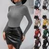 Women Sweater Long Sleeve Turtleneck Knitted Pullover Sweater Casual Knit Bottoming Blouse Autumn Winter Jumper