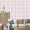 Wallpaper Flowers white, powder pink, coral and light gray 50x1000