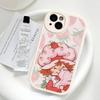Чехол для телефона S-Клубничный S-Шорткейк для iPhone 16 15 14 13 12 11 Pro Max Plus Мягкая кожаная крышка