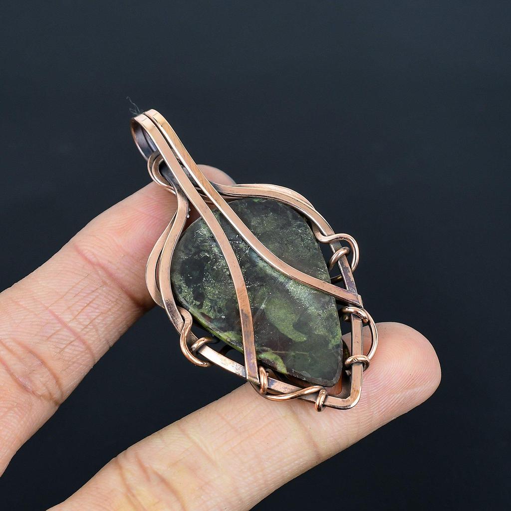 Dragon Blood Jasper 999 Copper Wire Wrapped Pendant, Handmade Gemstone Pendant Jewelry, Gifts For Wife Brand New Pendant