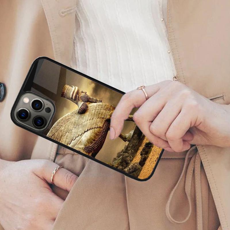 Ламассу Ассирийский Крылатый Лев Магнитный Чехол для Телефона ДЛЯ APPLE iPhone 17 Air 16 14 13 12 Pro Max 15 Plus Беспроводная Крышка MagSafe