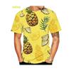 Summer Fruit Pattern 3D Printed Fun Creative Fashionable Pineapple Short-sleeved Outdoor Sports Quick-drying Breathable Men's T-shirts