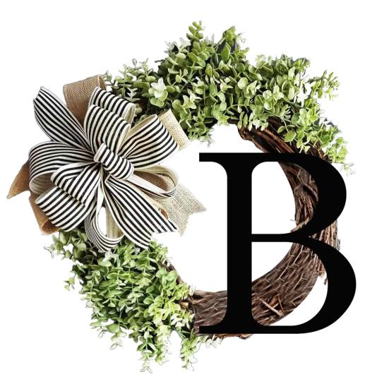 Подвеска-венок, легко повесить, устойчивая к атмосферным воздействиям, цветостойкая, не увядает, 26 букв, эвкалиптовый дверной венок, подвеска, домашний декор