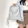 Girls Canvas Backpack With Drawstring Hood And Angel Wing Pattern For Daily Use And Travel