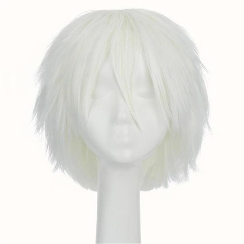 30cm Short Straight Cosplay Wig Anime Tilt Up Compatible Universal Omnipotent Heat Resistant Synthetic Hair Wigs + Wig Cap