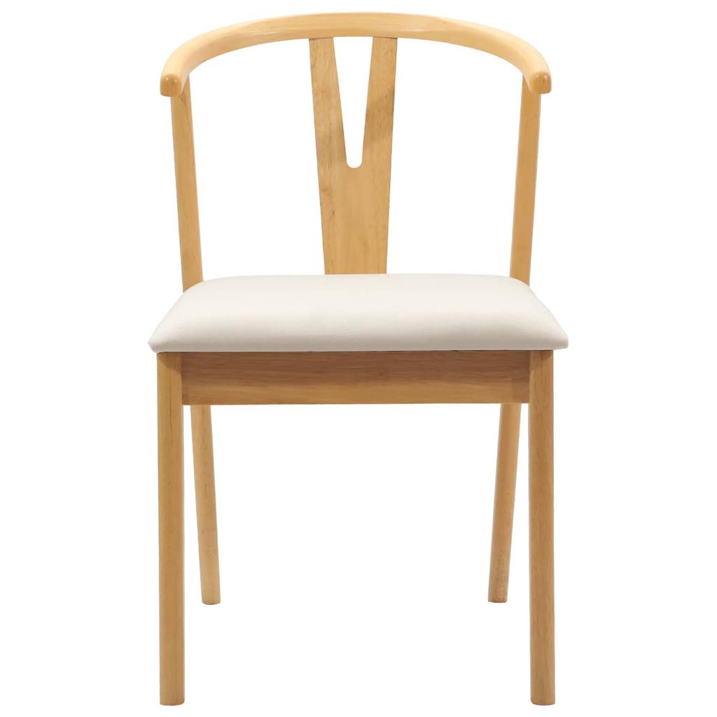 Dining Chair Set of 2 Natural Light Solid Rubberwood
