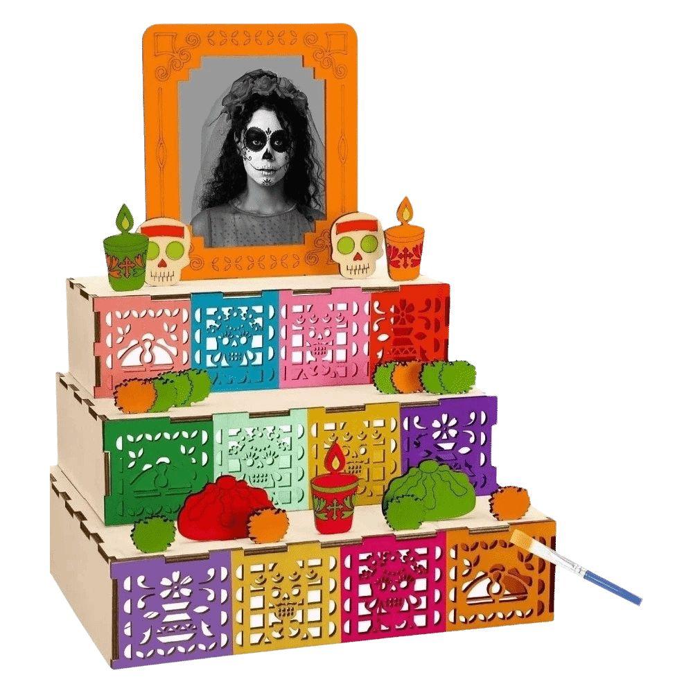 DIY Mexican Dead Shadow Box Skulls Candles Memorial Display Box Home Decor