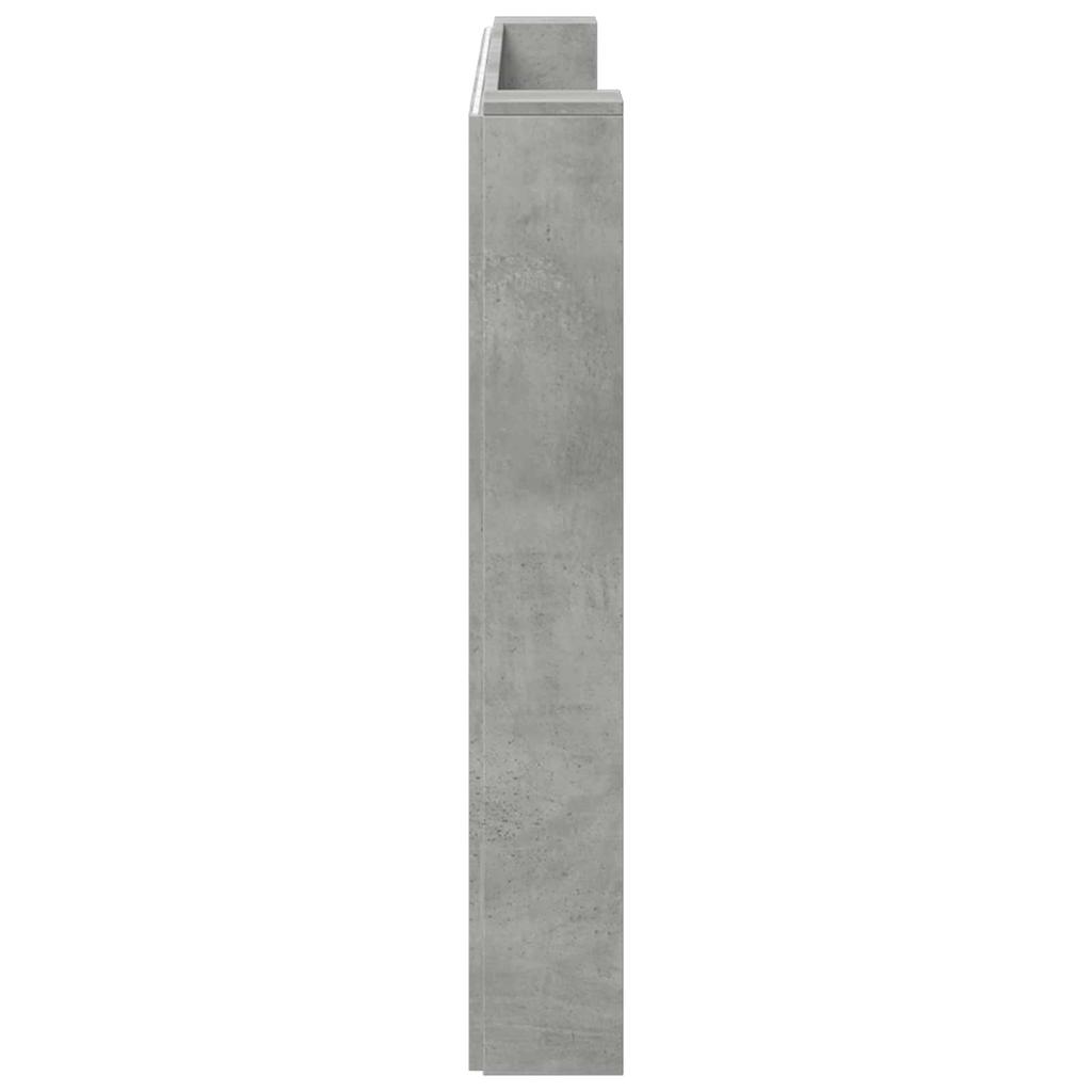 Headboard with Storage and LED Lighting Concrete Grey Wood Based Material
