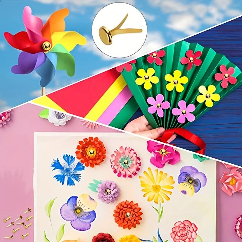 100 шт. Золотые ножки-пуговицы для скрапбуков, бумажного искусства и DIY арт-проектов - Металлические крепежи, Круглые, Школьные принадлежности