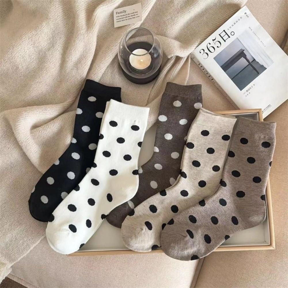 Mid-Calf Length Polka Dot Socks Polka Dot Pattern Casual Socks Japanese Aesthetic Style
