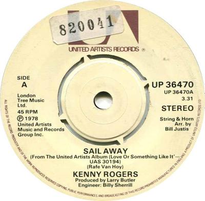 7-дюймовая пластинка KENNY ROGERS - Sail Away UP36470 United Artists 1978 UK Rock Б/у