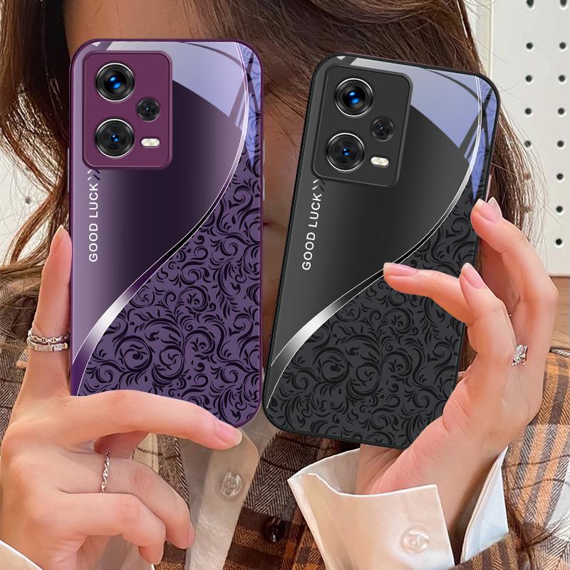 Градиентный черный узор для Xiaomi 14 Ultra 13 Lite Redmi Note 13 11 Pro 12 Plus Poco X6 3 Pro F4 6 GT Чехол для телефона из закаленного стекла