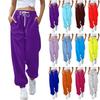 Women's Fashion Solid Colour Casual Drawstring Elastic Waist Drawstring Trousers