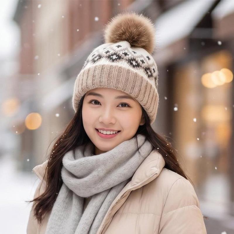 European and American winter hats women's fleece thickened high elastic thermal pullover hat autumn and winter fashion knitted hat