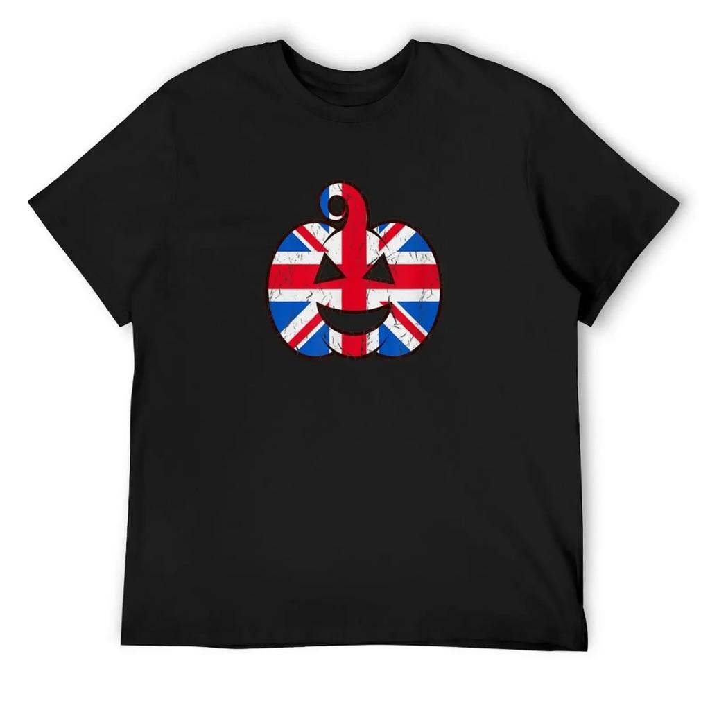 British Halloween Pumpkin Shirt United Kingdom Flag Costume T-Shirt kawaii clothes vintage croswit shirt man men workout shirt