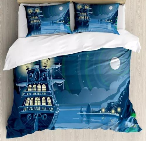 Pirate Ship Duvet Cover Set Bed Decoration First Choice Gift Suitable For Children Boys Girls And Adults Soft Warm Breathable