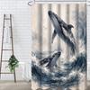 Акварельная иллюстрация двух китов, выпрыгивающих из воды, Шторка для душа 1 шт. С 12 крючками Для ванной Комнаты Домашний Декор Полиэстер 70,8X70,8 Дюйма