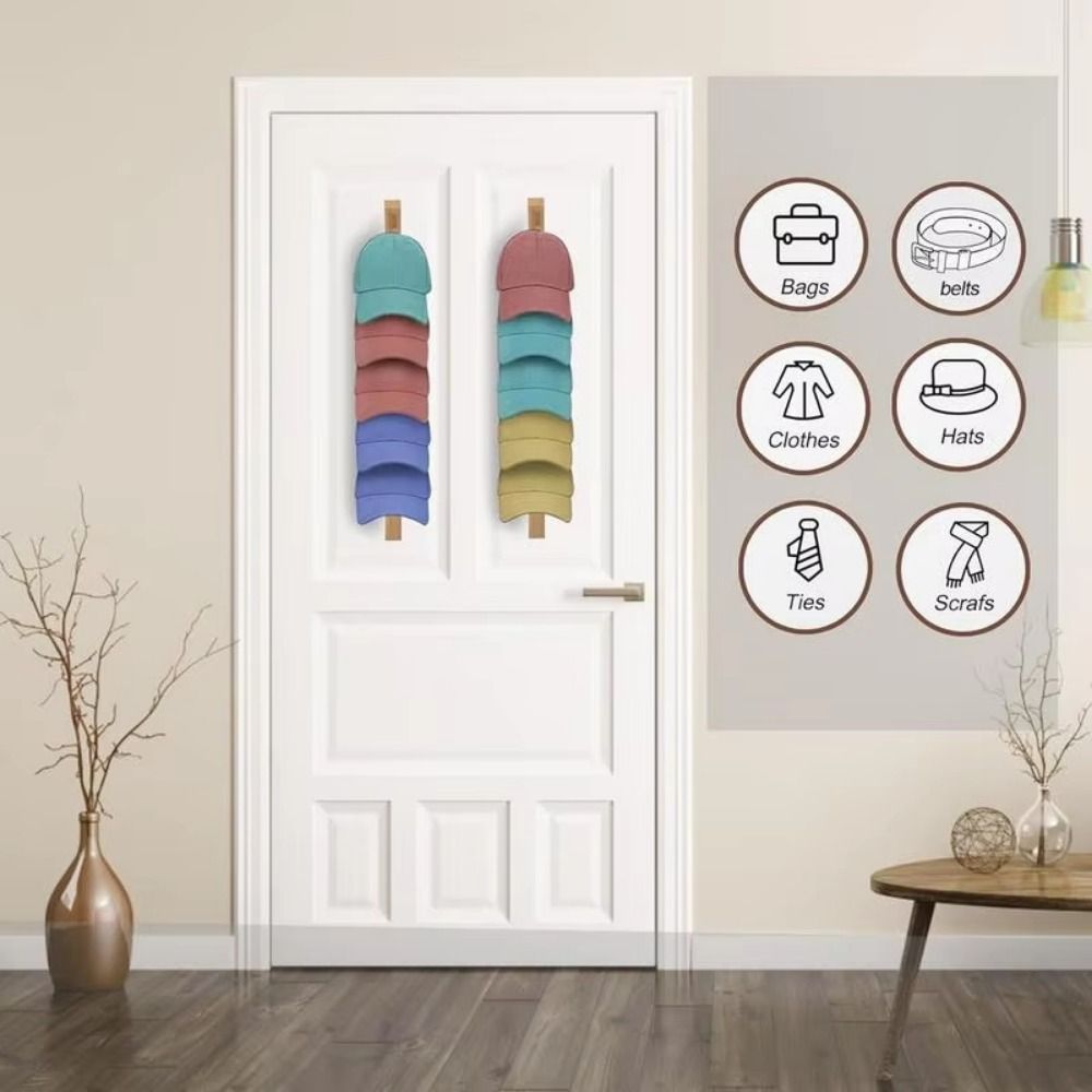 5 Hooks Baseball Cap Organizer Space-Saving Hat Display Shelf Wall Mounted Hat Rack Home Decor