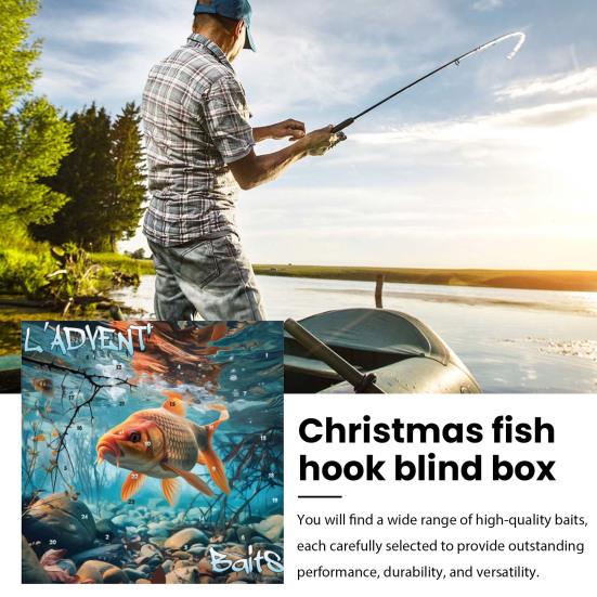 Рыболовный Адвент-календарь 24 дня Календарь обратного отсчета до Рождества с набором рыболовных приманок для взрослых мужчин и юношей-подростков