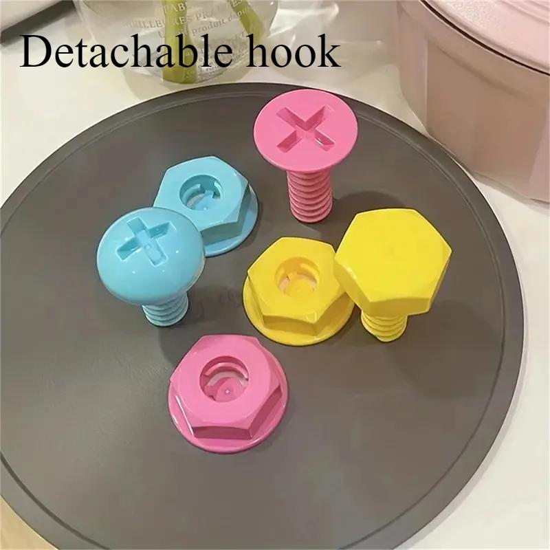 Креативный цветной самоклеящийся крючок с липким краем, симпатичный мультяшный липкий крючок для стены, двери, не пробивные крючки для сумки, комбинированный стиль макарун