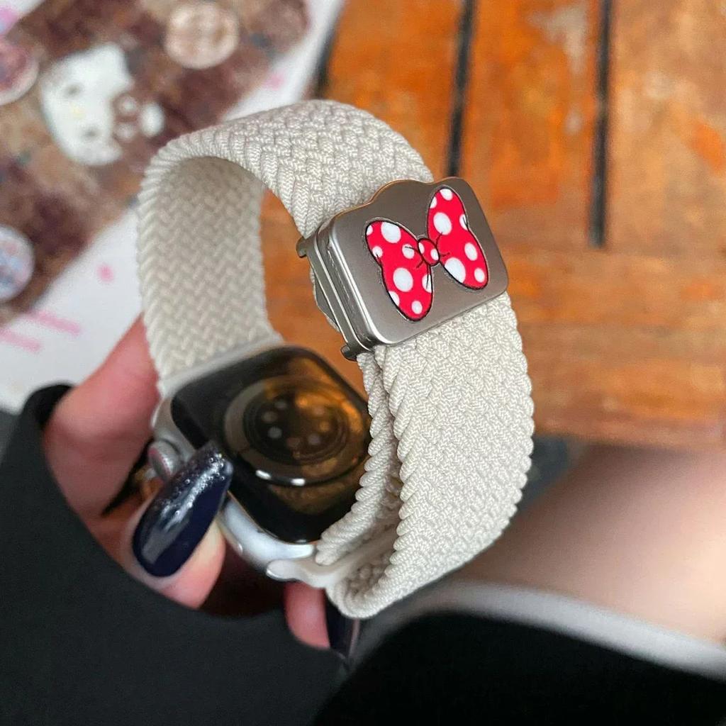 Мультяшный милый ремешок с бантиком на магнитной застежке для ремешка Apple Watch Ultra2 49 мм 45 мм 44 41 42 Correa для iWatch Series 10 9 8 SE 7 6