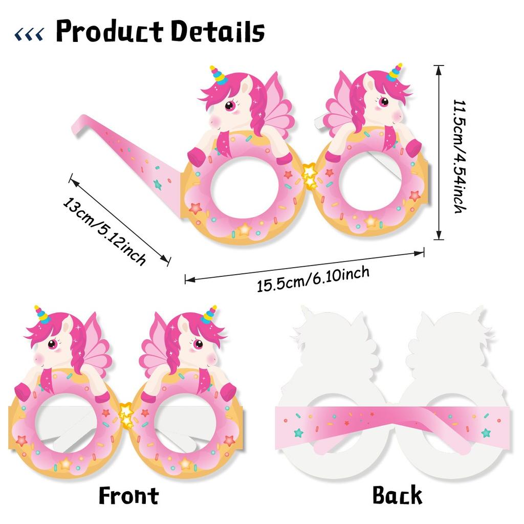 Unicorn Party Decoration Paper Glasses Rainbow Unicorn Theme Photo Props Happy Girls Unicornio 1st 2nd 3rd Birthday Party Decor