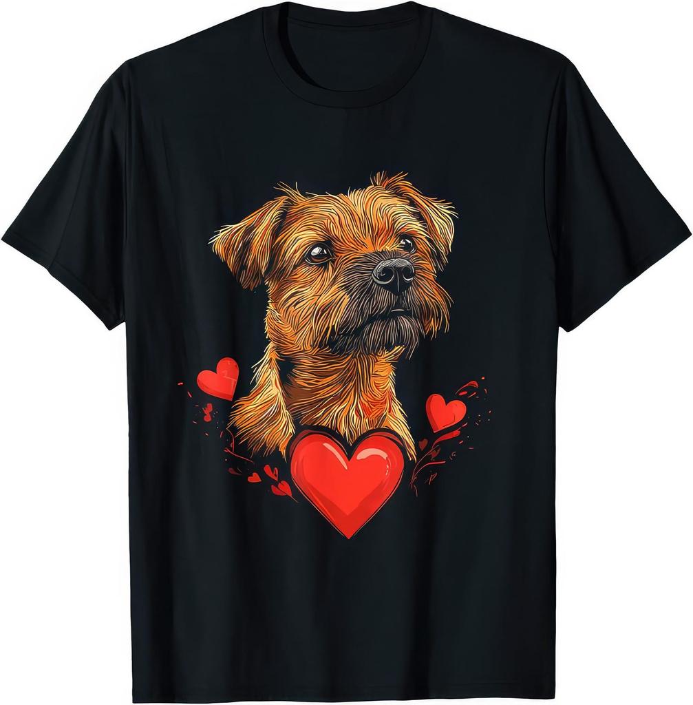 Valentine’s Day Border Terrier T shirt | Cute Dog Lover Gift Tee | Funny Pet HearT shirt for Women & Men