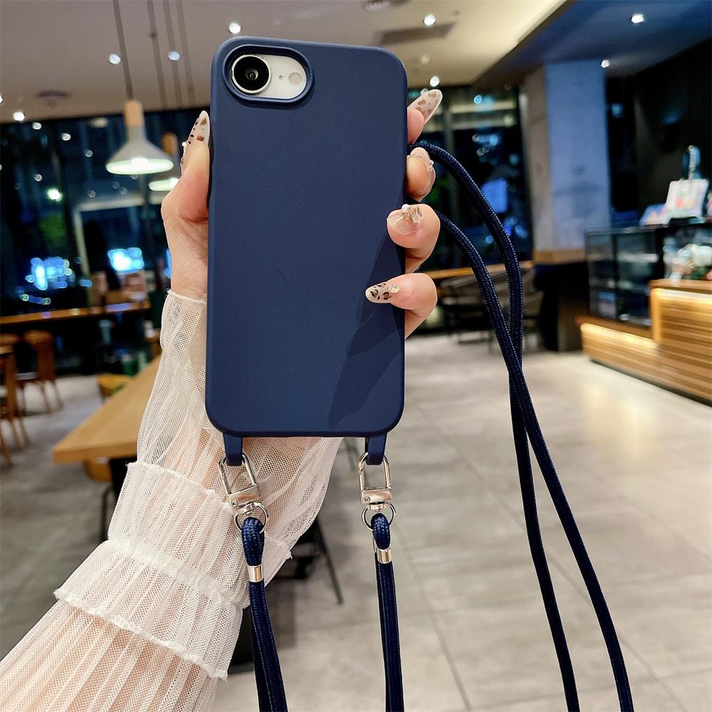 Чехол-сумка на шею конфетного цвета для iPhone 17 Air 16 Plus 16E 15 14 13 12 11 Pro Max, силиконовый мягкий ТПУ задняя крышка
