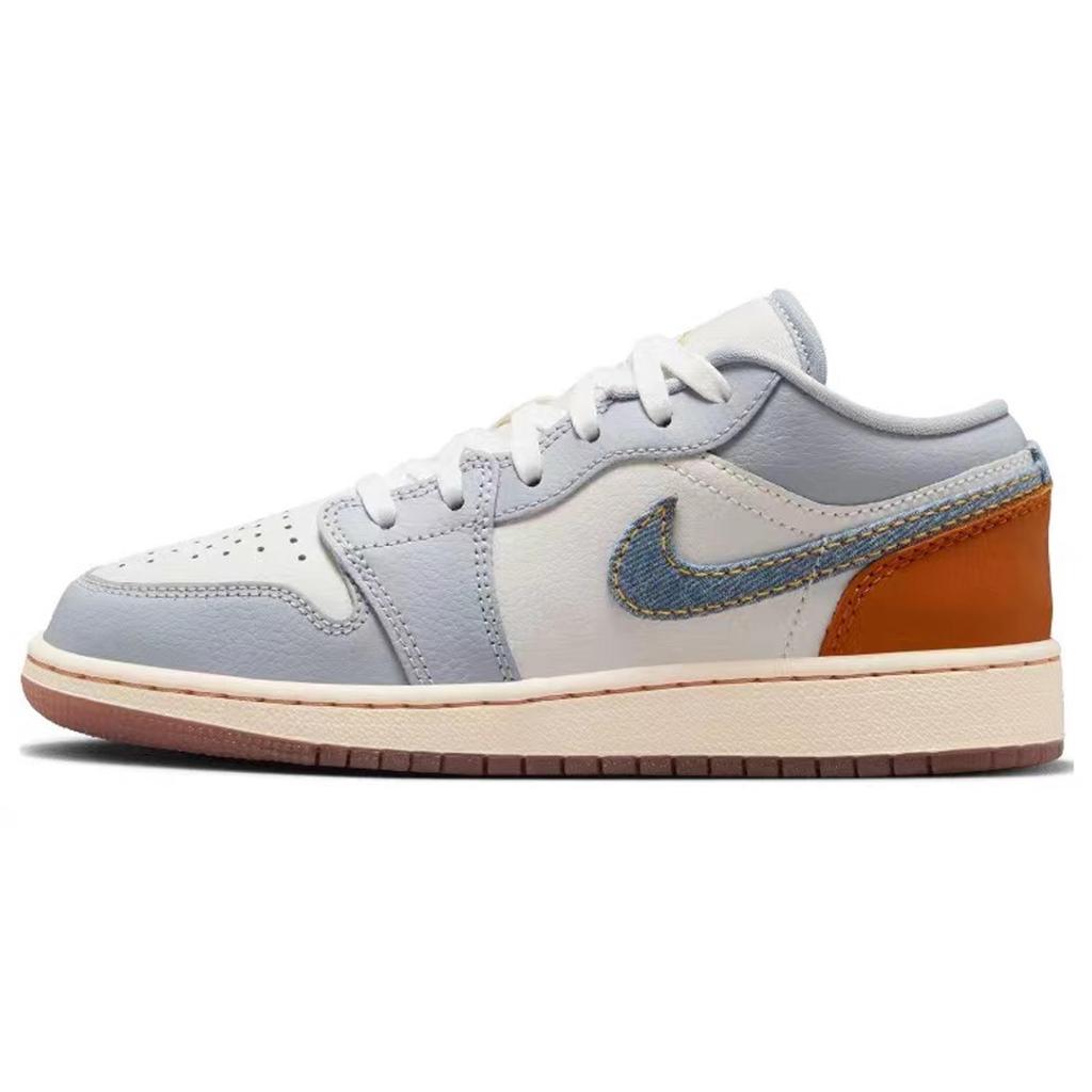 Jordan Air Jordan 1 Low SE Устойчивые к скольжению и истиранию Низкие Винтажные Баскетбольные Кроссовки GS Белые Зеленые FZ5046-041(Команда44-)