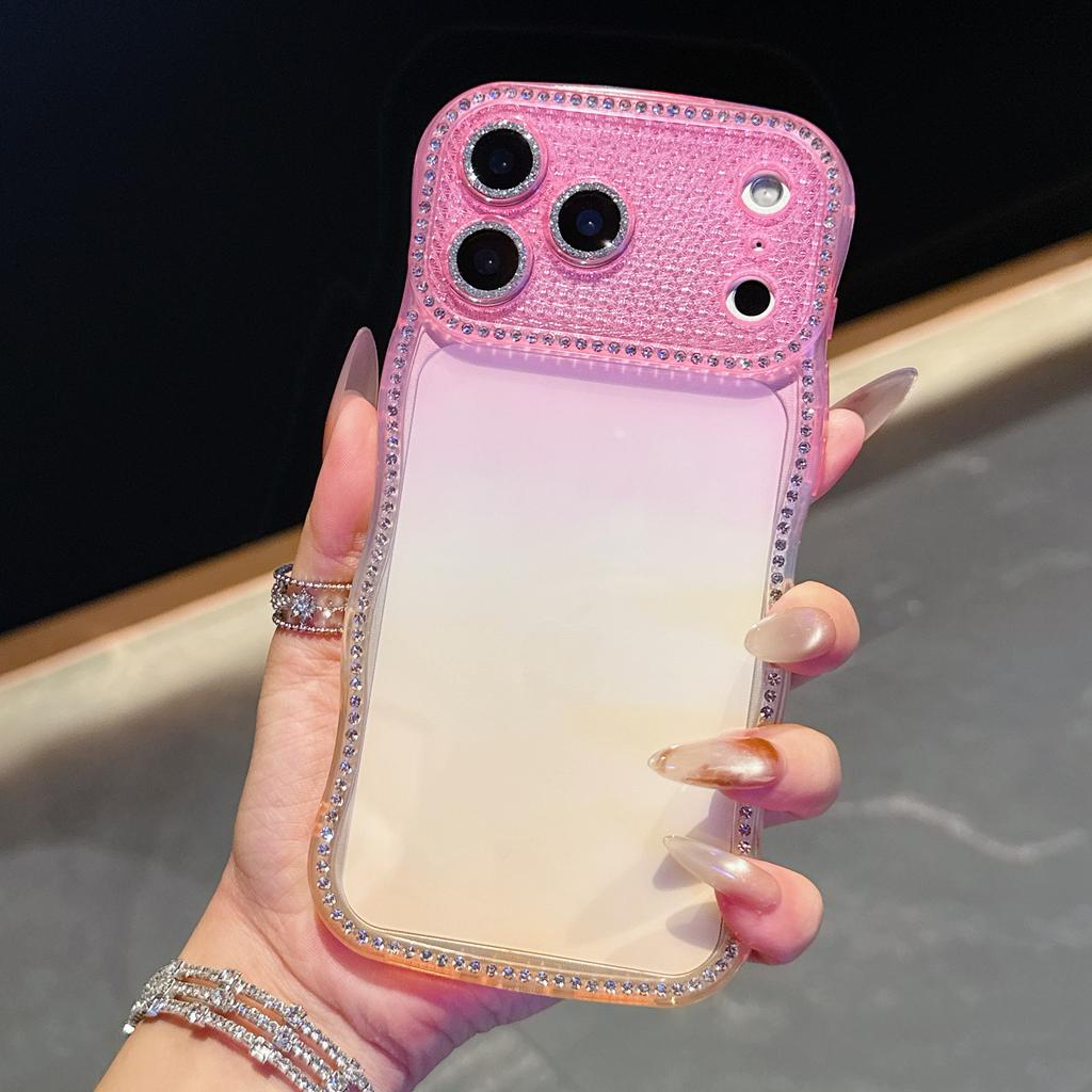 Чехол для iPhone 17 Pro Max с декором из страз, волнообразной рамкой, градиентным дизайном, чехол для телефона из ТПУ
