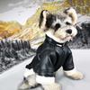 Thick Winter Dog Coat Small Breeds PU Leather Jacket Warm Hoodie Teddy Schnauzer Bichon Pomeranian French Bulldog