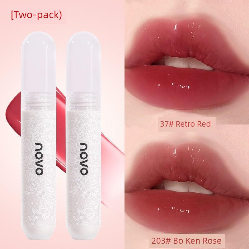 Novo Water Light Mirror Lip Lacquer Moisturizing Longlasting Lip Gloss Pure Desire Fake Plain Makeup Nude Lipstick Female Glass Lip