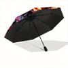 1pc Floral Skull Automatic Open/CloseUmbrella,Compact Umbrella for Men & Women Day Gift.W046
