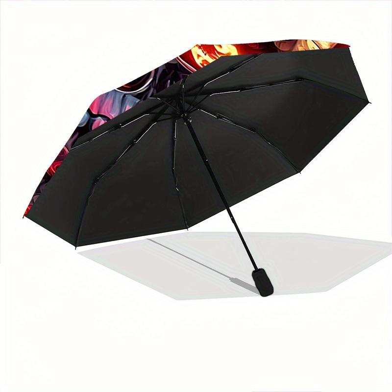 1pc Floral Skull Automatic Open/CloseUmbrella,Compact Umbrella for Men & Women Day Gift.W046