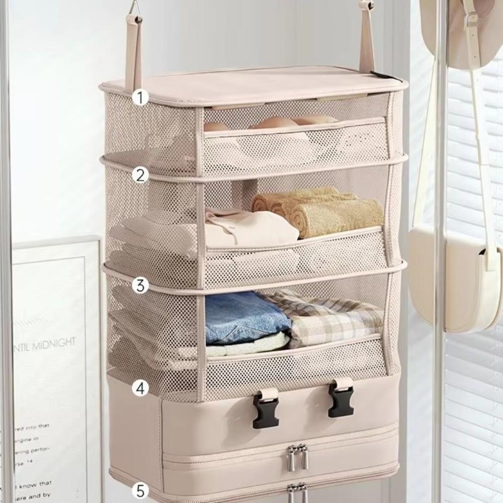 Multi Layered Hanging Clothes Storage Bag Foldable Clothing Organizer  Wardrobe Organization