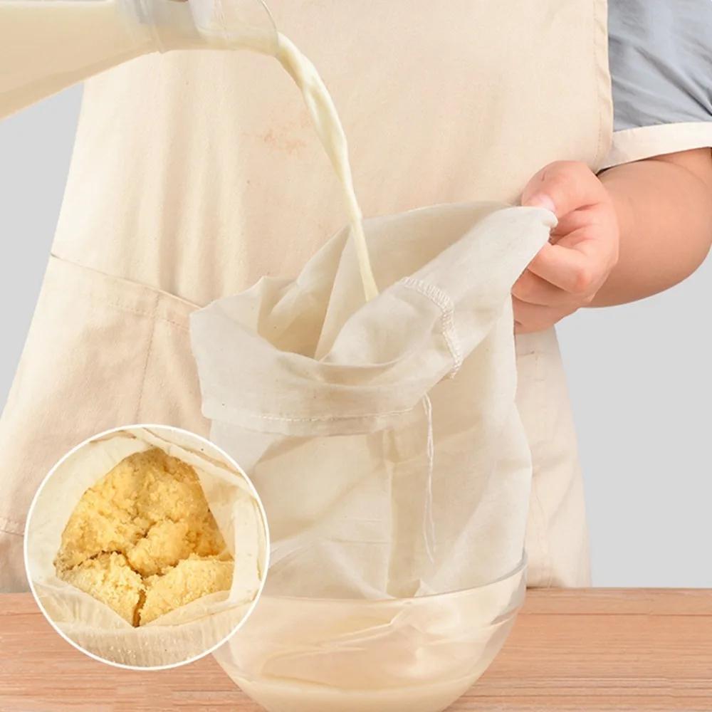 Reusable Cheese Cloth Filter Bags For Tea Yogurt Cold Brew Milk Tea Strainers Soap Herbs Spice Strainers Muslin Drawstring Bags