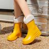 Зимняя обувь, резиновые сапоги, женские, водонепроницаемые, до середины голени, теплые, резиновые сапоги, женские, удобные, утепленные, галоши, садовая, водонепроницаемая обувь