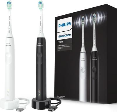 Набор электрических зубных щеток Sonicare 3100 Series, белый (Легкий/Перезаряжаемый через USB, 2) HX3675/24