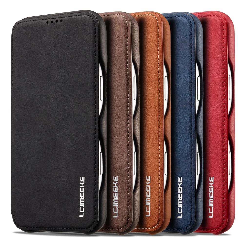 Кожаный чехол-книжка с магнитной застежкой для iPhone 17 16 Pro Max Air 15 14 Plus 13 12 11 Pro Max Кошелек Слот для карт Подставка Обложка