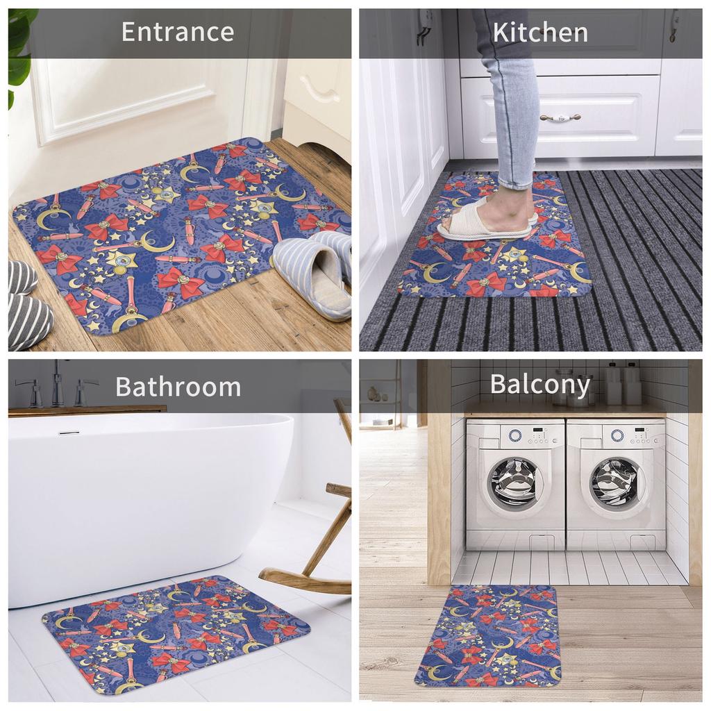 Anime Sailors Moons Front Door Mat Anti-Slip Indoor Waterproof Doormat Living Room Entrance Rug Carpet