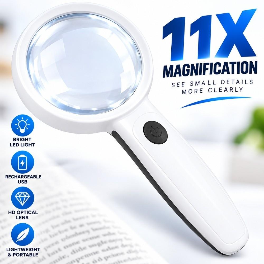 HD Len Handheld Magnifying Glass 3 LED Light Jewelry Loupe New LED Magnifier Reading Small Print