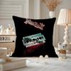 J-Judas-Priest Music Cushion Cover Anti-dustmite Pillowcase Invisible Zipper Silky Short Plush Sofa Cushion Cover