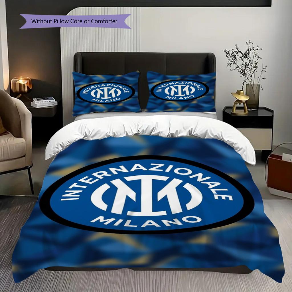 Inter Milan Emblem Vibrant Background Three-piece set (1 * duvet cover + 2 * pillowcase, without core) Bedding set Christmas birthday gift