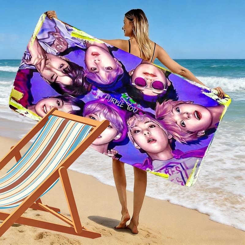 Vibrant Youth Energy beach towel Beach towel for vacation photos soft quick-drying swim towel seaside Outdoor pool towel printing Comfort
