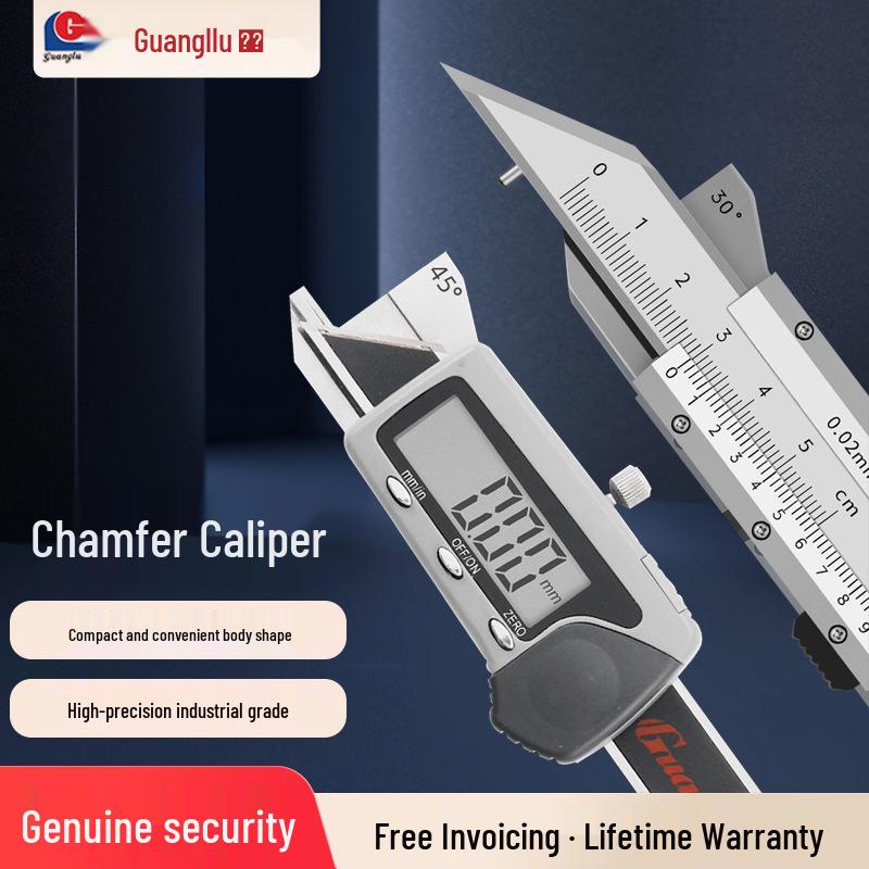 Цифровой штангенциркуль со скосом Guanglu из нержавеющей стали, 0-10 мм, 30°/45°/60°, портативный шаблон для снятия фаски