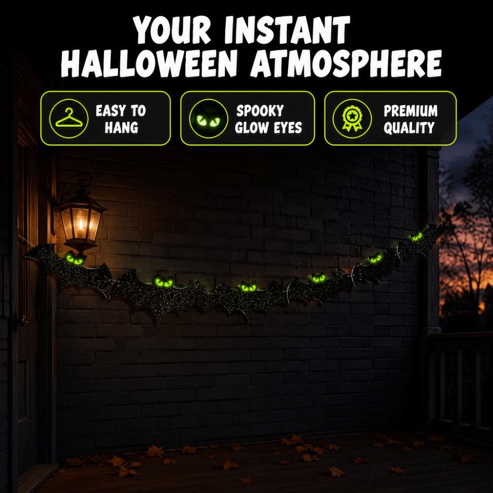 Paper Bats Halloween Banner Glow In The Dark Hanging Garland Luminous Props Kids Birthday Party